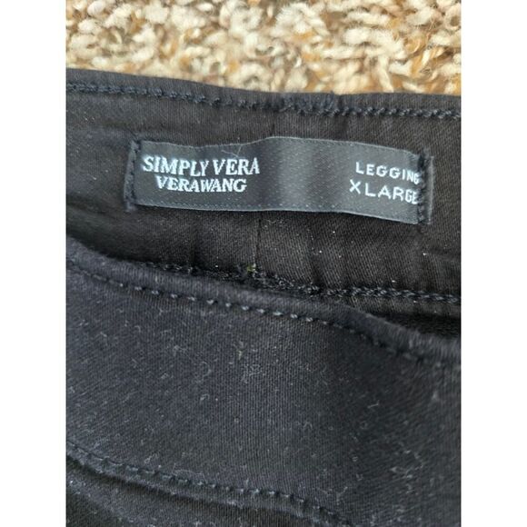 NWT SimplyâVera Vera Wang Black Leggings XL Cotton Blend Stretch Pants Pull-on - Picture 3 of 8
